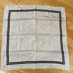 RARE Vintage Echo White & Brown Micro Polka Dot Silk Scarf